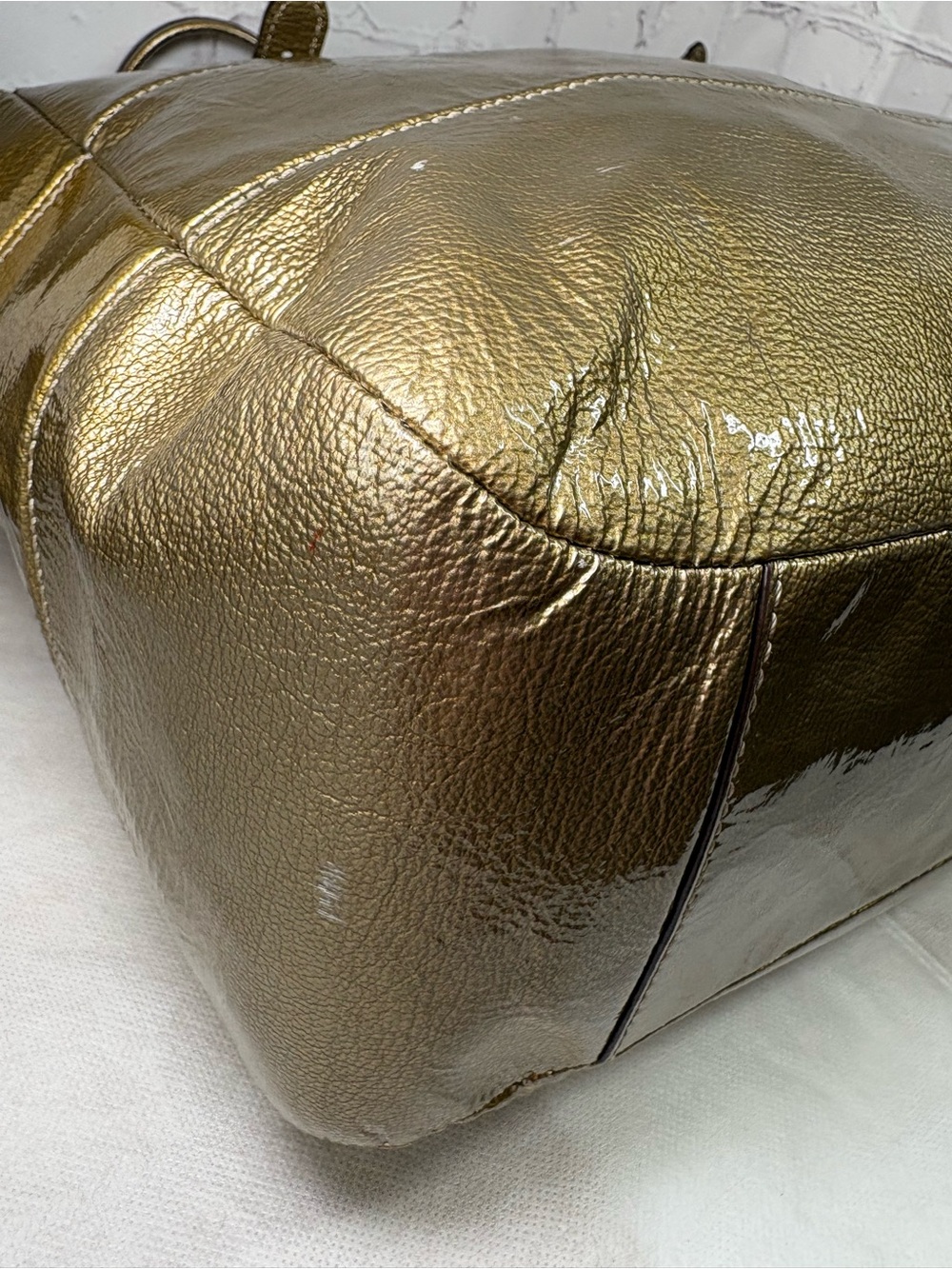 Coach Madison Tribeca Crinkled Metallic Gold Patent Leather Tote No.C1093-15373 - Picture 8 of 15